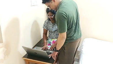 Indian Married Bhabhi Shared Bed and Fucked with Computer Teacher at Home